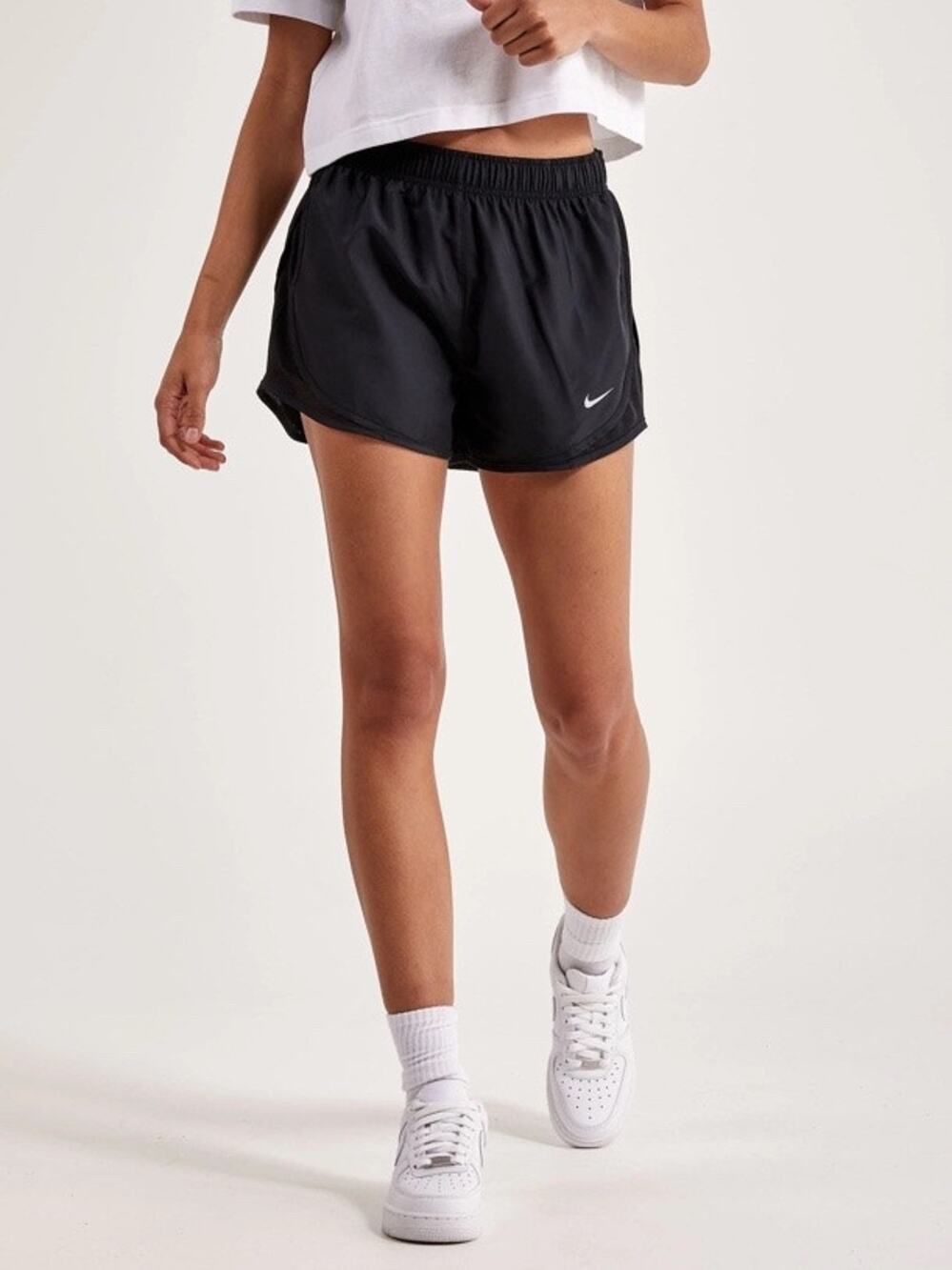 Nike Tempo Women's Brief-Lined Running Shorts Size S Black Mesh Dolphin Pull On